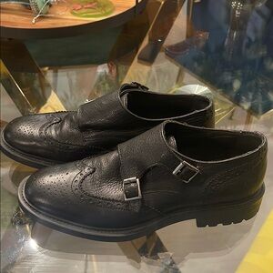 Ladies monk strap leathered wing tips